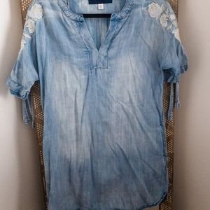 Embroidered jean dress